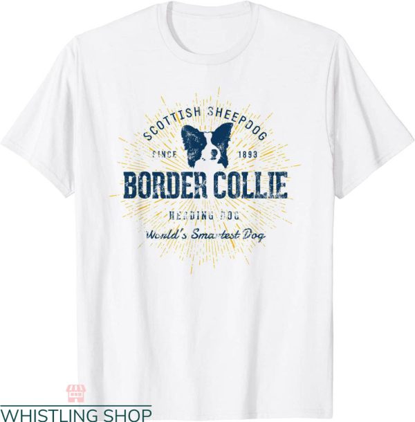 Border Collie T-Shirt Retro Vintage Dog Lovers Cute Tee