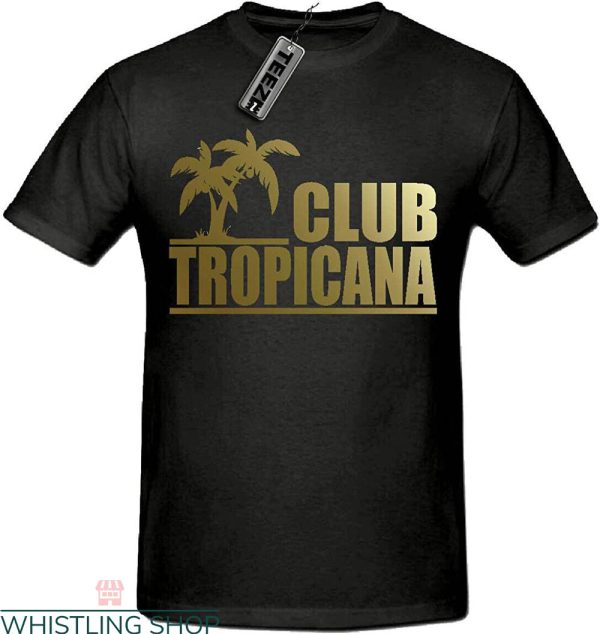 Club Tropicana T-Shirt 80’s Wham Fancy Dress Gold Print Tee