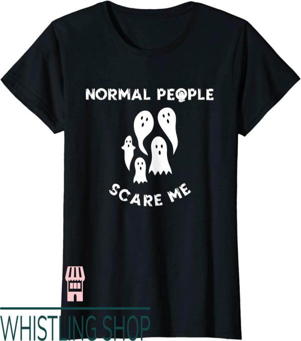 Normal People Scare Me T-Shirt Introvert Garfield Text Print