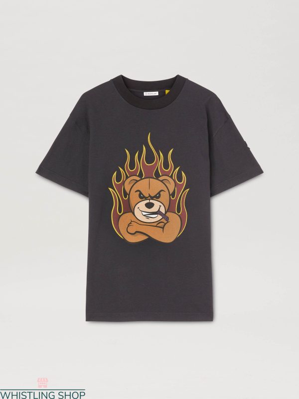 Palm Angels X Moncler T-Shirt A Bear On Fire Trendy Tee