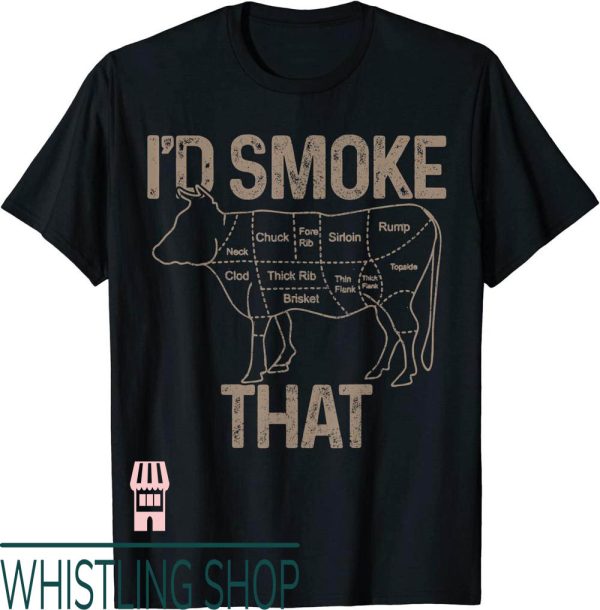 Pat Butcher T-Shirt Chef Cook BBQ Id Smoke That Cow Beef