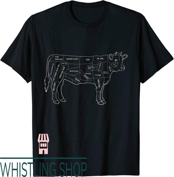 Pat Butcher T-Shirt Cow Cuts Diagram Eat Beef Chart