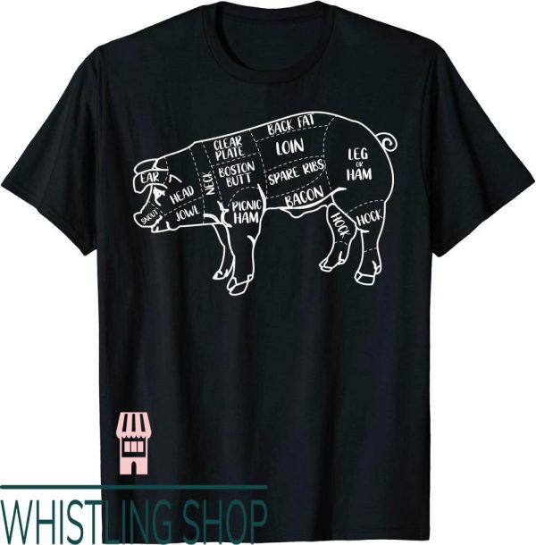 Pat Butcher T-Shirt Pig And Pork Diagram Design Bacon Gift
