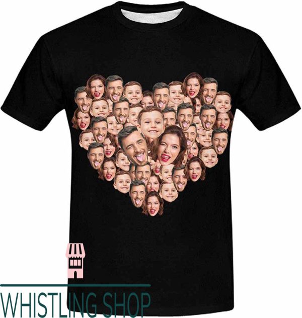 Personalised Face T-Shirt With Photo Printed Heart