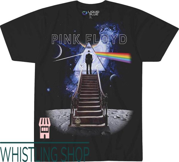 Pink Floyd Wish You Were Here T-Shirt Blue Stairway The Moon