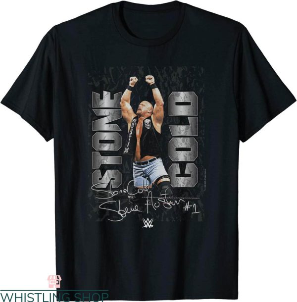 Stone Cold T-Shirt WWE Steve Austin Number 1 Autograph Tee