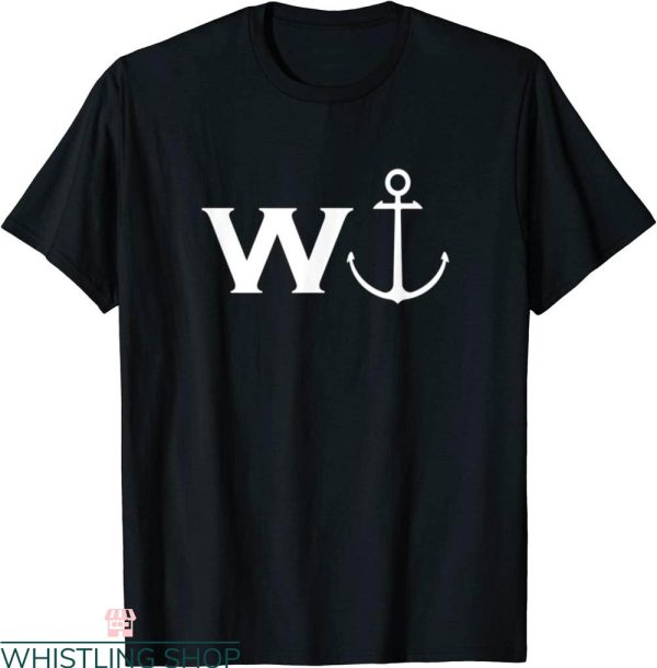 W Anchor T-Shirt Wanker Funny Sailing Boating Cool Tee