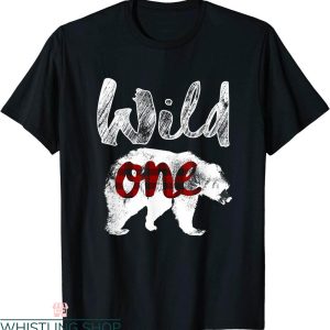 Wild One T-Shirt Bear 1st Birthday Lumberjack Buffalo Plaid