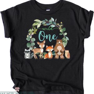 Wild One T-Shirt Wreath With Woodland Animals And Raglans