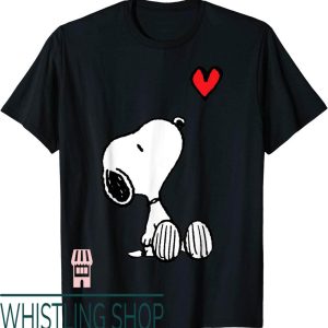 Womens Snoopy T-Shirt Peanuts Heart Sitting