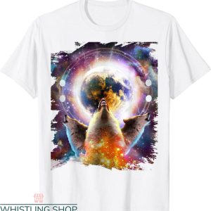 3 Wolves Moon T-Shirt 3 Three Cosmic Space Wolf Howling