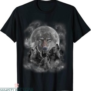 3 Wolves Moon T-Shirt 3 Wolf Howling Full Moon Silhouette