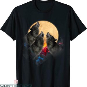 3 Wolves Moon T-Shirt Howling The Moon Animal Halloween