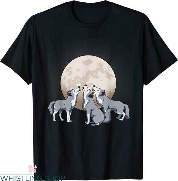 3 Wolves Moon T-Shirt Three Wolves Howling At The Moon Tee