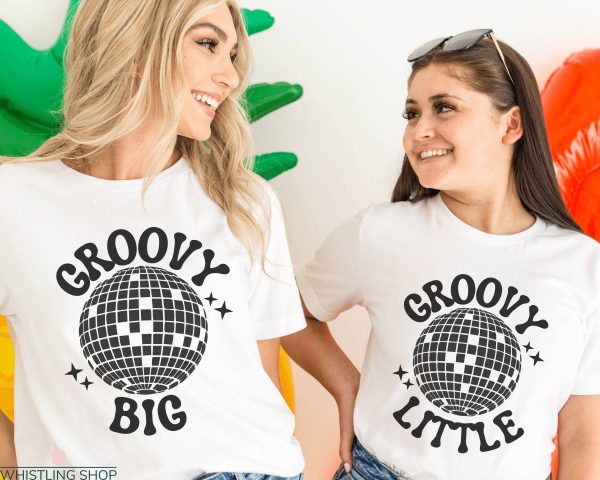 Big And Little T-Shirt Retro Sorority Reveal Disco Matching