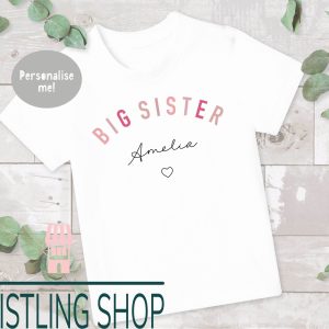 Big Little Reveal T-Shirt Pregnancy Announcement Little