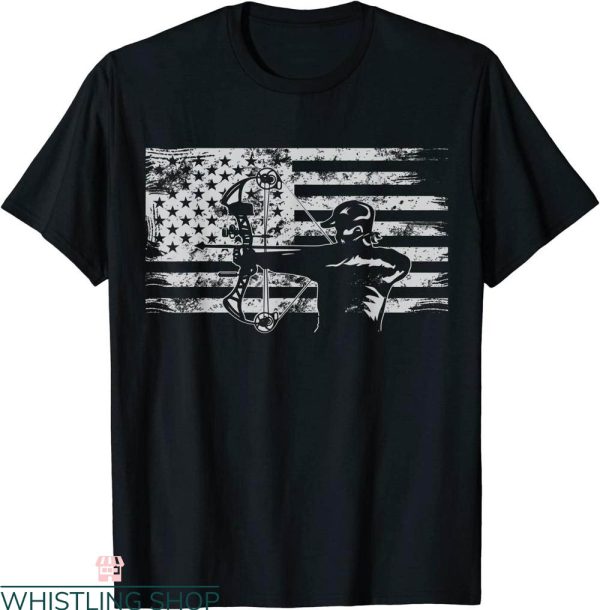 Bow Hunting T-Shirt Hunting Archer American Flag Tee
