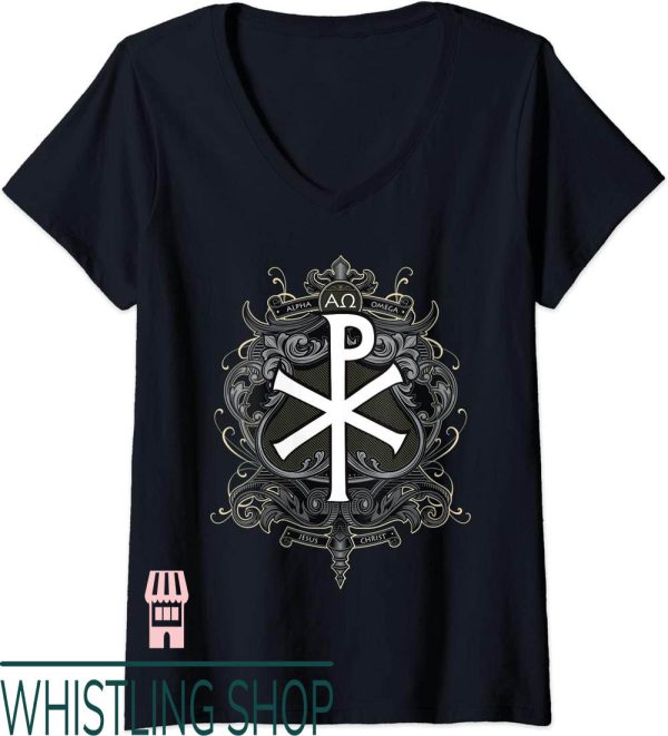 Chi Omega T-Shirt Symbol Ro Alpha Catholic