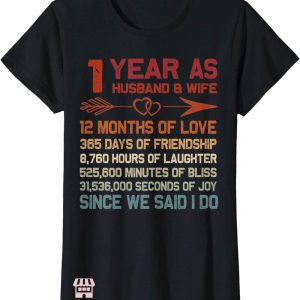 Couples Anniversary T-Shirt 1st Anniversary Gift For Couple