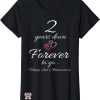 Couples Anniversary T-Shirt Happy 2 Years Down Forever To Go