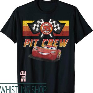 Gallery Dept Car T-Shirt Disney Pixar Crew Red Distressed