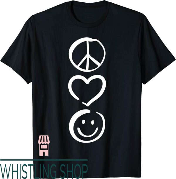 Happiness Project T-Shirt Love And Peace Sign Heart Smile