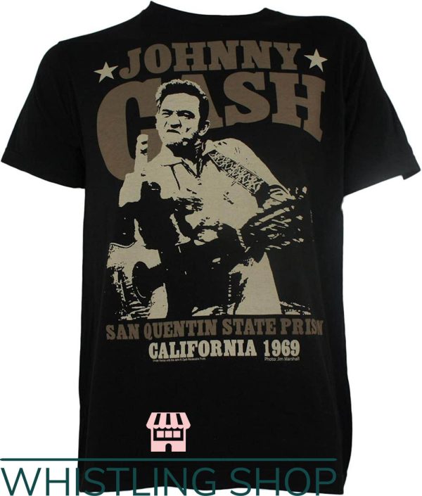 Johnny Cash Middle Finger T-shirt California Superstar 1969