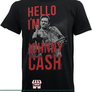 Johnny Cash Middle Finger T-shirt Hello I’m Johnny Cash