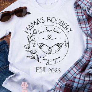 Mamas Boobery T-Shirt Mamas Boobery Two Baby Bottles Logo