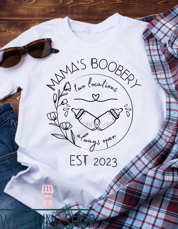 Mamas Boobery T-Shirt Mamas Boobery Two Baby Bottles Logo