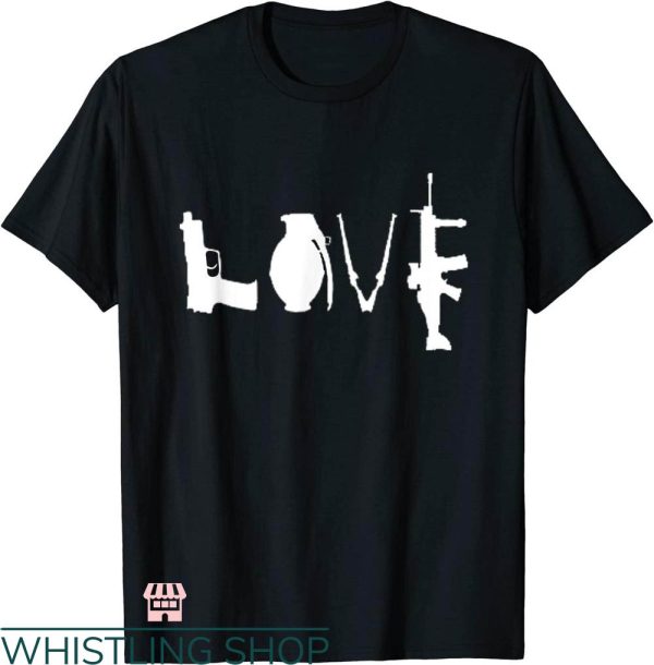 Mens Gun T-shirt Mens Gun Love Gun T-shirt