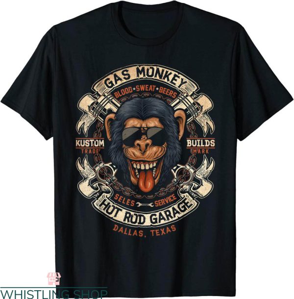 Mob Monkey T-Shirt Gas Crossed Pistons Ribbon Logo Tee