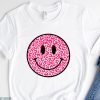 Pink Smiley Face T-Shirt Leopard Pink Hot Pink Daily Relaxed