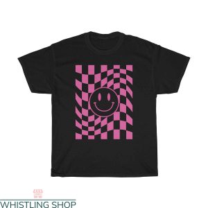 Pink Smiley Face T-Shirt Y2K Trendy Aesthetic Happy Face