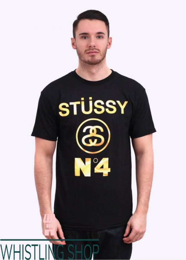 S&S T-Shirt Yellow Stussy N4 And S&S Circle Logo T-Shirt