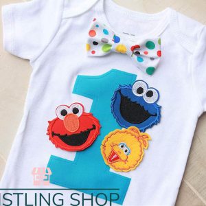 Sesame Street Birthday T-Shirt First Birthday Bow Tie Outfit