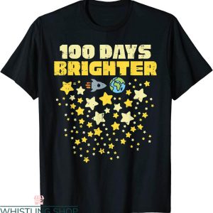 100 Days Brighter T-Shirt 100th Day Of School Stars Rocket