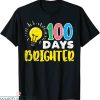 100 Days Brighter T-Shirt Lightbulb 100th Day School Smarter