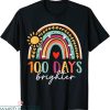 100 Days Brighter T-Shirt Teacher Student School Rainbow