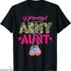 Army Family T-shirt Proud Army Aunt Camo US Flag Military
