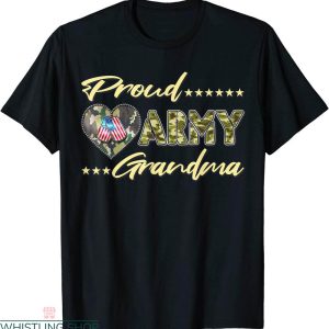 Army Family T-shirt Proud Army Grandma Camo US Flag Military