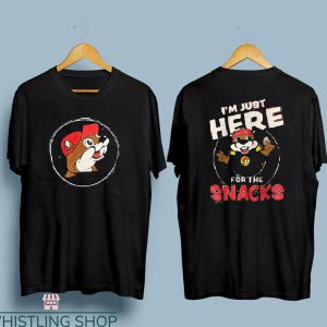 Buc Ee’s T-shirt I Am Just Here For The Snacks Cute Mascot