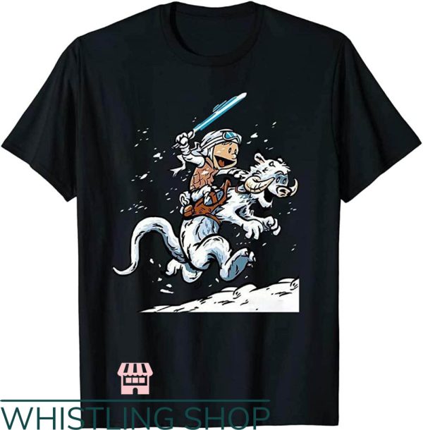 Calvin Doing Hobbes T shirt Snow Night