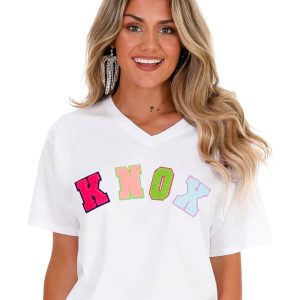 Chenille Letter T-Shirt Multi Knox T-Shirt Gift For Mom