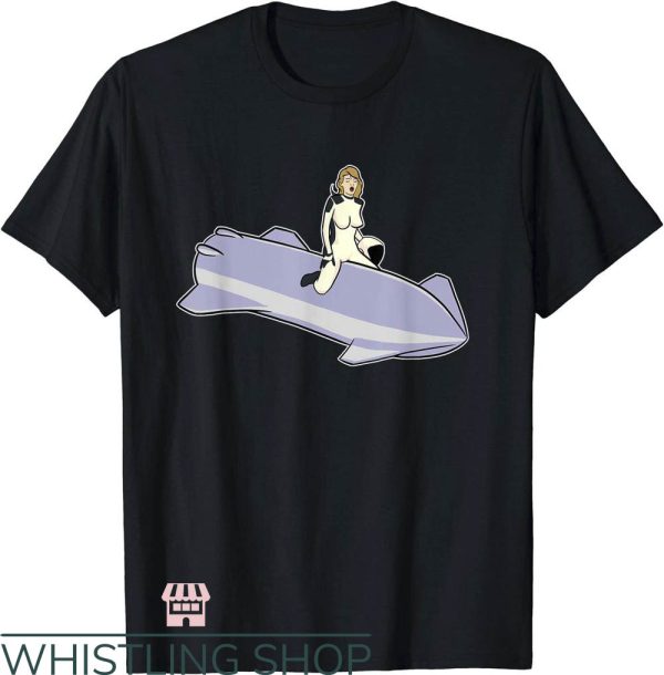 Doja Nasa T-Shirt Nasa Starship Riding Pinup Space Girl