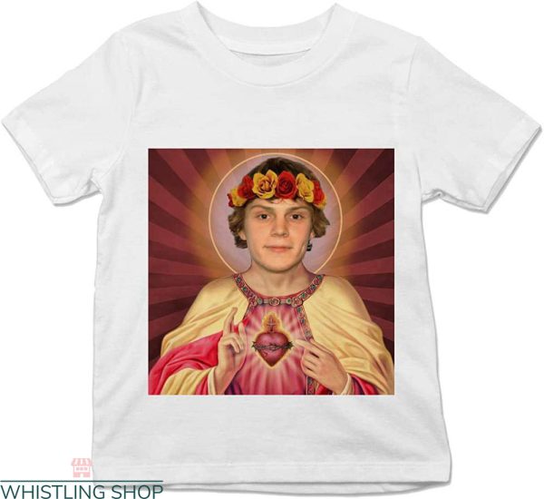 Evan Peters T-shirt Funny Joke Saint Celebrity Prayer Art