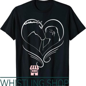 Four Horsewomen T-Shirt Kissing Horse Heart Rider Silhouette