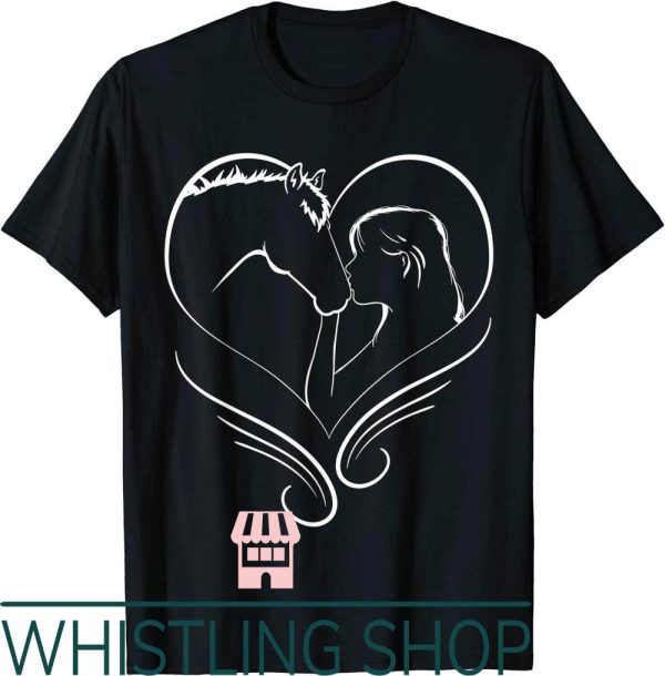 Four Horsewomen T-Shirt Kissing Horse Heart Rider Silhouette