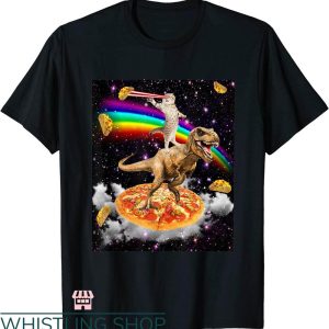 Galaxy Cat T-shirt Galaxy Laser Cat On Dinosaur On Pizza