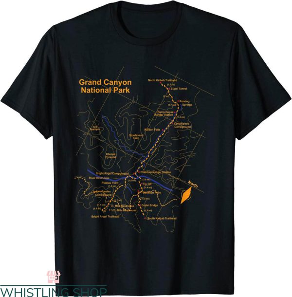 Grand Canyon T-Shirt National Park Trail Map Hiking Love Tee